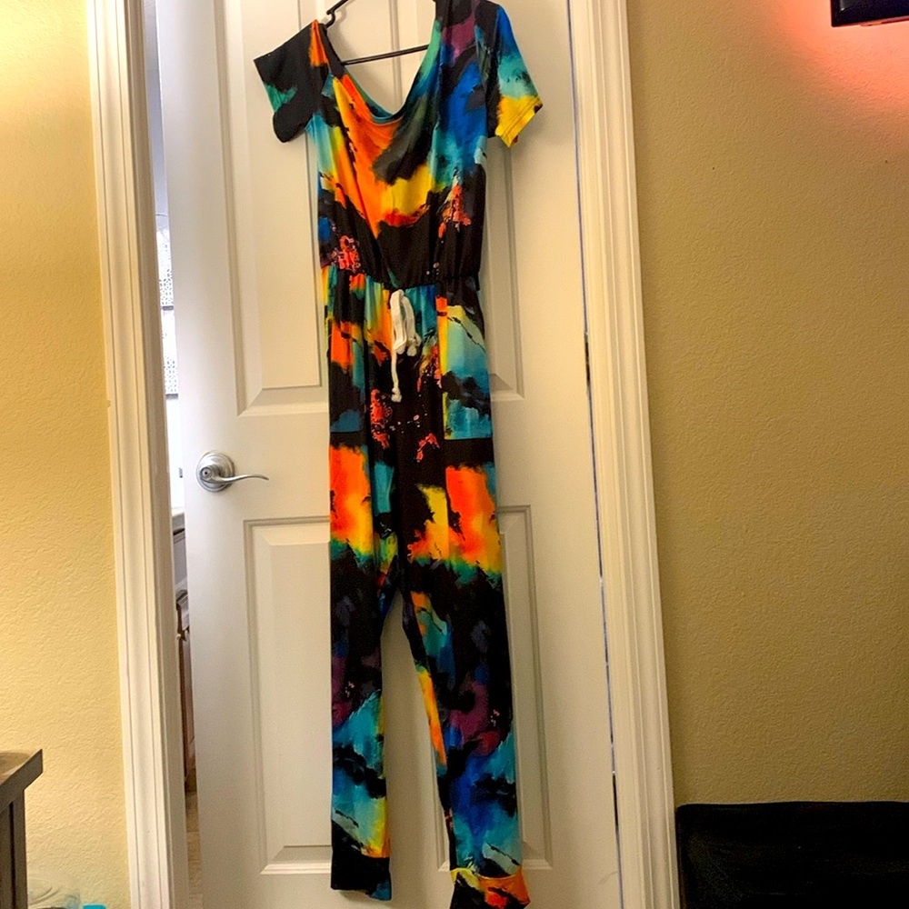 Rainbow tie-dye playsuit jumpsuit romper M/L